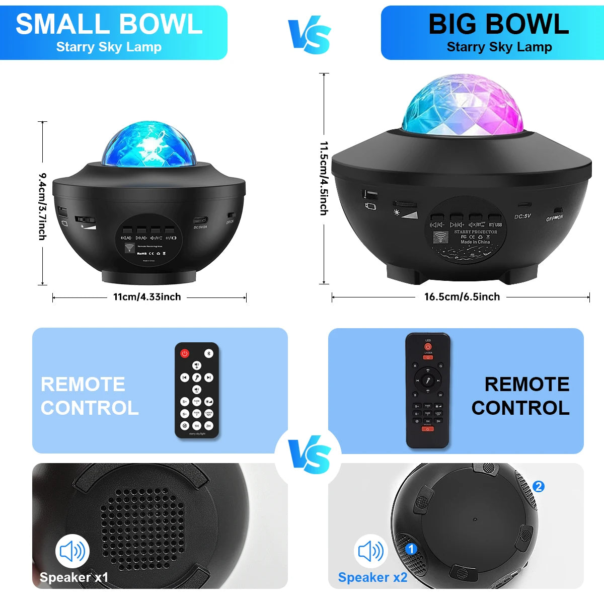 Galaxy Projector Star Light Speaker With Remote Control, Big Bowl Music Speakers, Adjustable Brightness Multiple Modes Colorful