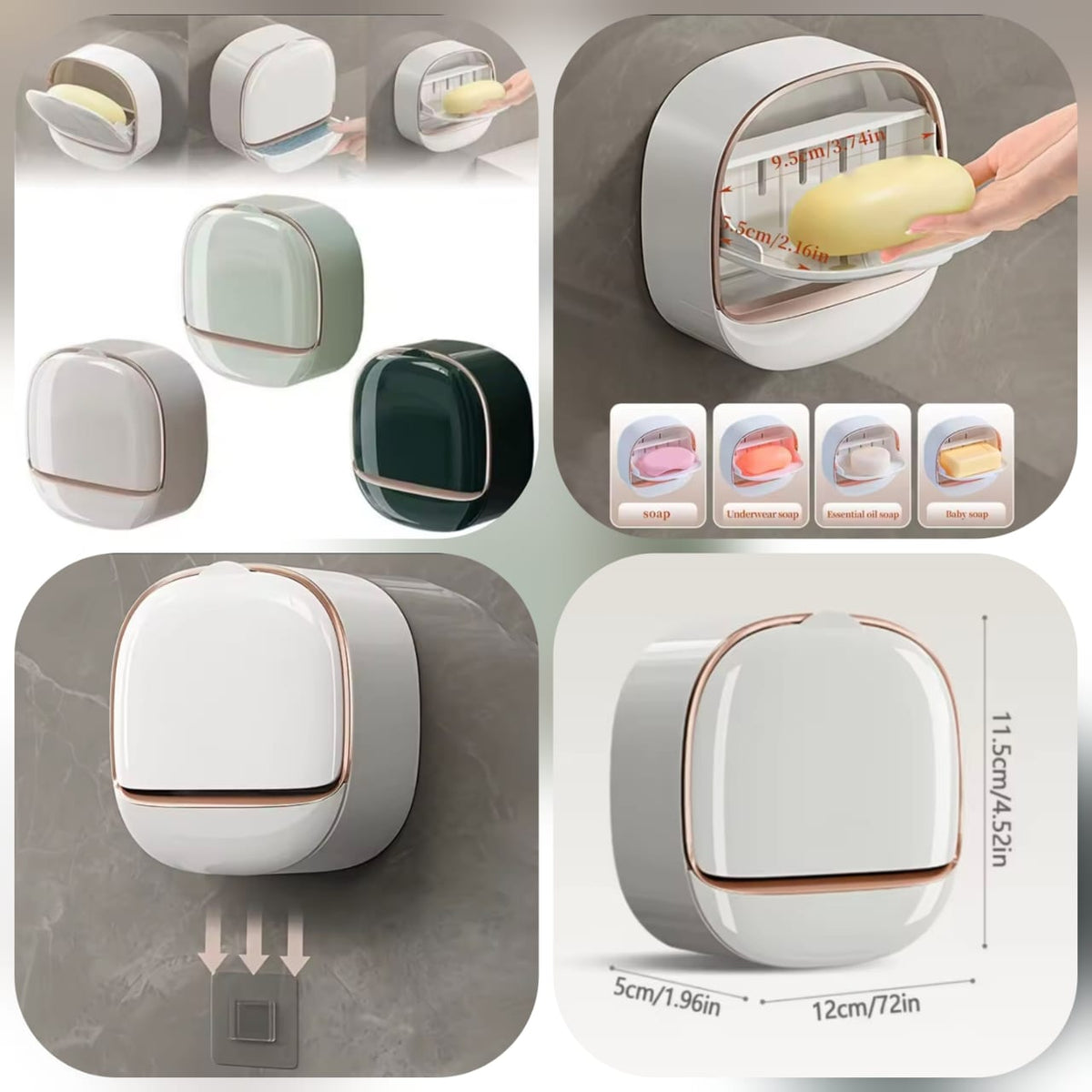 A Soap Holder, a Wall-mounted Soap Dish That Requires No Drilling, a High-quality Soap Container with a Lid, Suitable for Bathroom Use, Including a Soap Dish, as a Decorative Item for Home and Bathroom