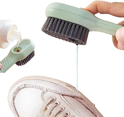 Multifunctional Soap Liquid Dispenser Brush with Handle Shoe Cleaning Laundry Brush Scrub Cleaning Soft Bristle Cleaning Brushes for Clothes and Shoes Household Use For Bathroom and Kitchen