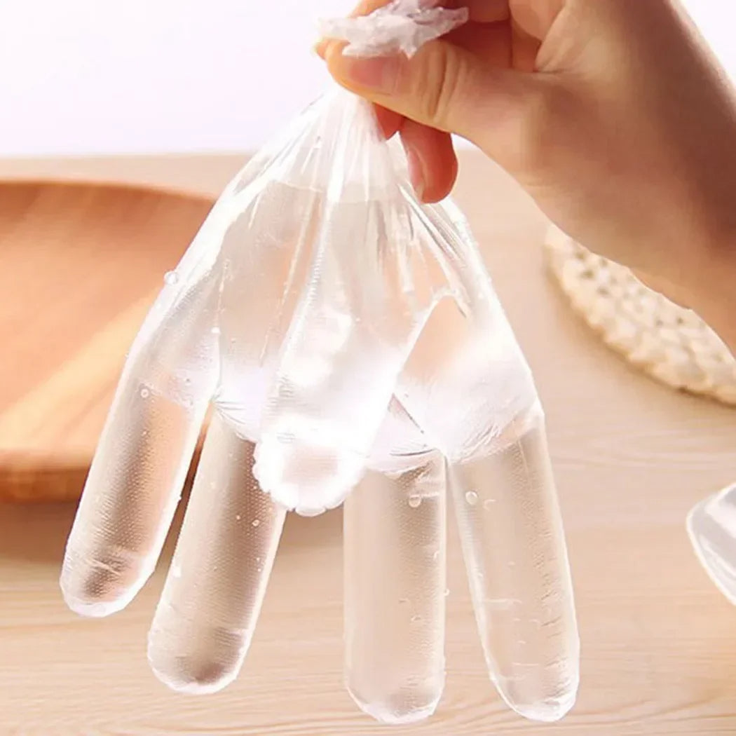 100pcs Disposable Gloves Transparent Eco-friendly Cleaning Gloves Plastic Gloves For DIY Cooking Kitchen Accessories