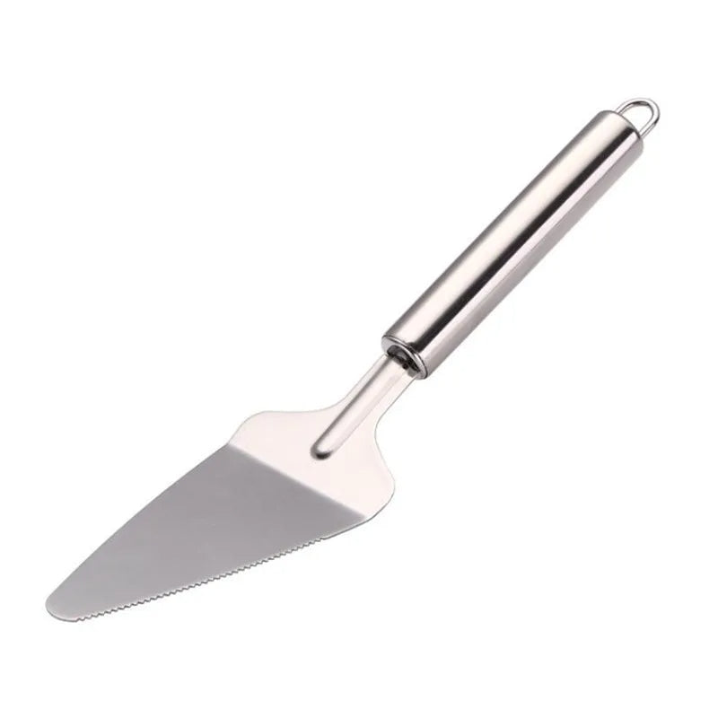 Cake server Thickened Stainless Steel Serrated Edge Cake Server Blade Cutter Pie Pizza Shovel Cake Spatula Scraper Baking Tool 1Piece