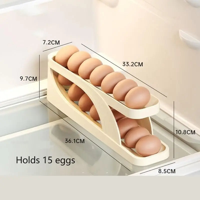 Automatic Scrolling Egg Rack Holder Storage Box Egg Basket Container Organizer Rolldown Refrigerator Egg Dispenser For Kitchen