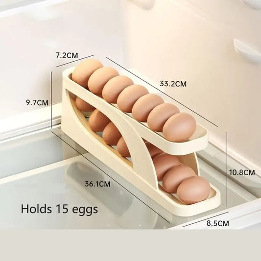 Automatic Scrolling Egg Rack Holder Storage Box Egg Basket Container Organizer Rolldown Refrigerator Egg Dispenser For Kitchen