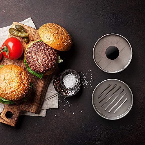 Heavy Duty Non Stick All Metal Burger Patty Press Chicken Beef Steak BBQ Picnic Burger Machine Mold Maker Size (Small Size) 2/3 Inch / 1.6 cm deep and 3.5 inch / 8.8cm diameter