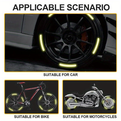20pcs Car Wheel Hub Casting Sticker Rim Casting Strips Shoous Night Driving Bike Motorcycle Sticker