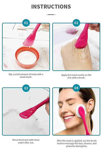 Silicone Double Head Mask Brush, Silicone Face Wash Brush, Mud Film Special Scraper Applicator, Facial Cleansing Brush, Cleaning Tool