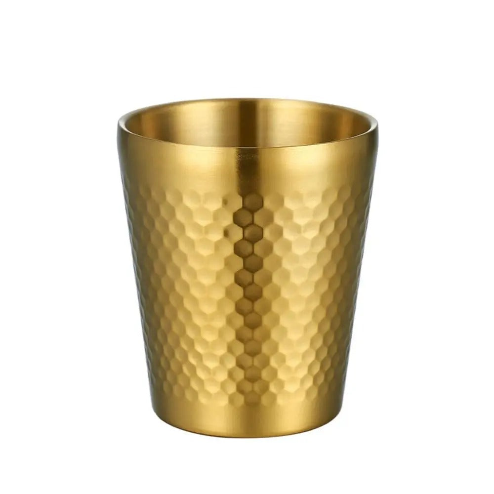 Stainless Steel Cold Water Drinks Cup Hammered Texture Double-Wall  Anti-fall Cups Milk Mugs For Kitchen Drinkware