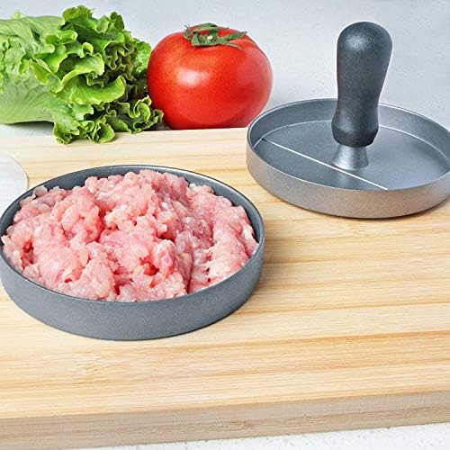Heavy Duty Non Stick All Metal Burger Patty Press Chicken Beef Steak BBQ Picnic Burger Machine Mold Maker Size (Small Size) 2/3 Inch / 1.6 cm deep and 3.5 inch / 8.8cm diameter