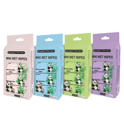 Mini 8PCS Pack Eco Wet Wipes Biodegradable Plant Fiber for Face Hands & Surface Cleaning Travel & Household Use