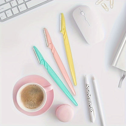 3pcs Family Set, Eyebrow Cutter Or Razor Safely Removes Fine Hair From Eyebrows, Neck And Face. Stainless Steel Blades With Safety Cap Are Very Safe, Easy To Carry, Takes Up Little Space, Enough For The Whole Family