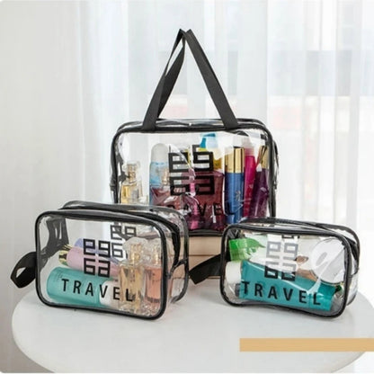Imported Original Travel Makeup/Cosmetics Handy Clear/Transparent  (Wet and Dry) Bag