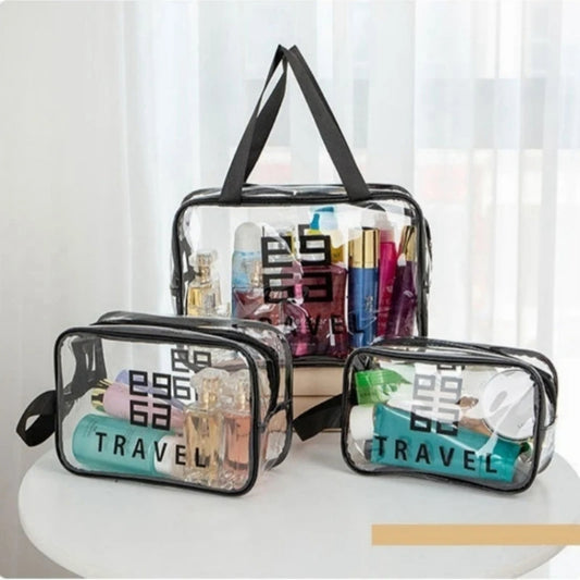 Imported Original Travel Makeup/Cosmetics Handy Clear/Transparent  (Wet and Dry) Bag