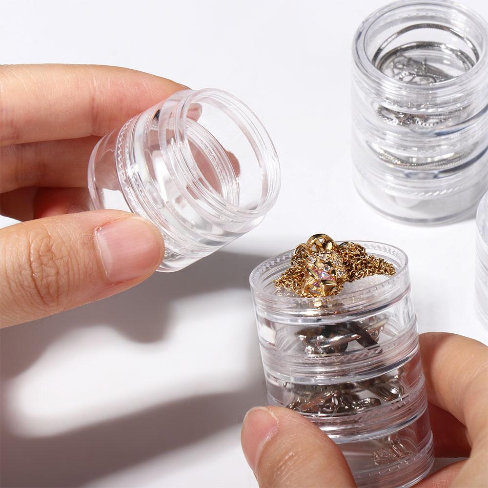 Multi-Layer Portable Transparent Round Stackable Jewelry Storage Box for Rings, Necklaces, Earrings, and Nail Art Accessories with Anti-Oxidation Protection, Jewelry Organizers