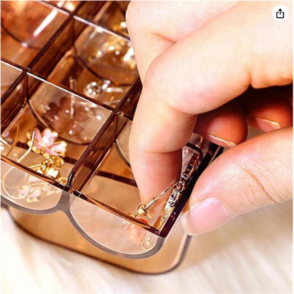 Earring Organizer Acrylic Jewelry Box Clear Tackle Box Organizer Plastic Ring Storage Organizer Tray with 30 different Compartment 2 Layer Travel Case Gift for Women