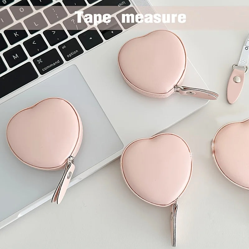 1Pc PU Leather Love Small Tape Measure Waist Tape Measure Home Use Cloth Measure 59.06 Inch Multifunctional Mini Measure