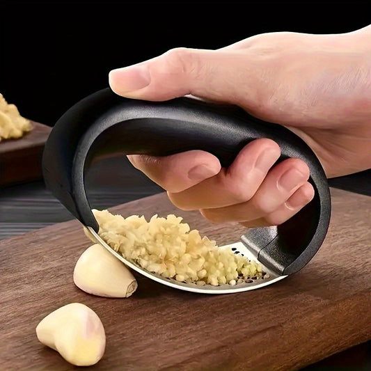 Manual Garlic Press Rocker with Handle Stainless Steel Garlic Crusher Squeezer Slicer Mincer Metal Ginger Garlic Chopper Kitchen Gadget Tool Garlic Cutter Creative Hand Press Garlic Tools Kitchen Gadgets Tool For Garlic Paste
