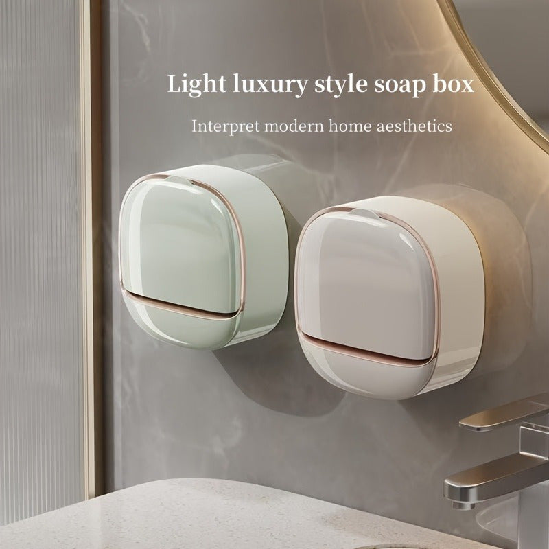 A Soap Holder, a Wall-mounted Soap Dish That Requires No Drilling, a High-quality Soap Container with a Lid, Suitable for Bathroom Use, Including a Soap Dish, as a Decorative Item for Home and Bathroom