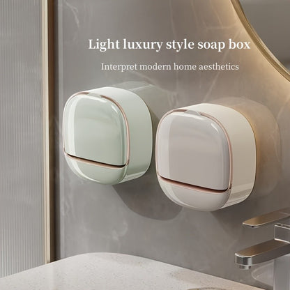A Soap Holder, a Wall-mounted Soap Dish That Requires No Drilling, a High-quality Soap Container with a Lid, Suitable for Bathroom Use, Including a Soap Dish, as a Decorative Item for Home and Bathroom