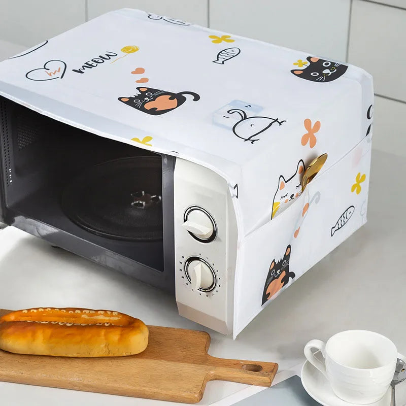 Microwave Dust Cover Waterproof Double Pocket Storage Bag Microwave Oven Cover
