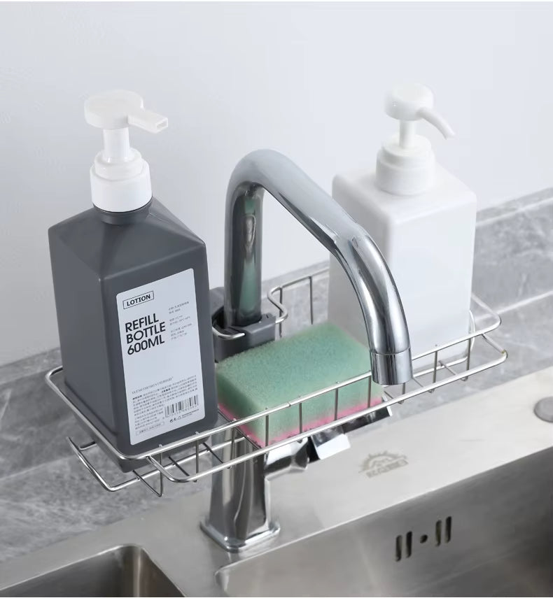 Stainless Steel Sink Faucet Rack Kitchen Storage Hanging Basket Rack