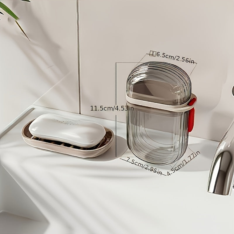 1/2pcs Portable Travel Soap Box and Toothbrush Holder, PVC Material with Drain Tray, Leakproof, Suitable for Toothbrushes and Soap Bars, Portable, Easy to Clean, Designed for Travel and Home Use, Toothbrush Holder