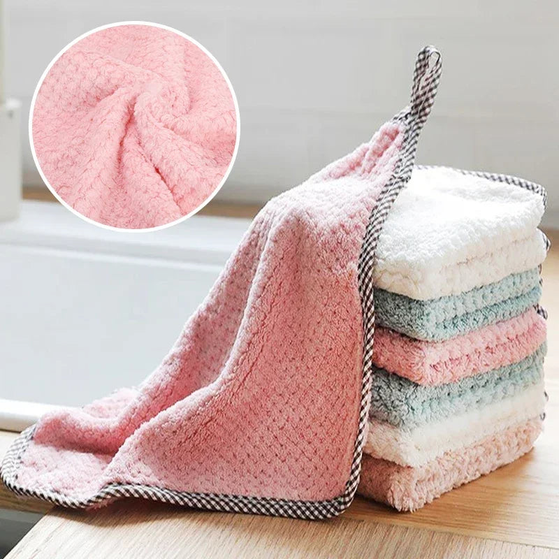 Kitchen Microfiber Towel Absorbent Kitchen Cleaning Cloth Non-stick Oil Dish Towel Tableware Household Cleaning Cloth
