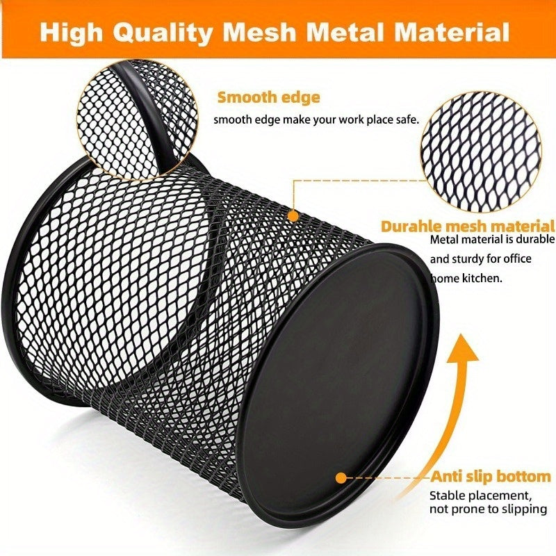 Round Makeup Brush Pen Holder Middle School Student Nice Metal Organizer Office Desk Accessory