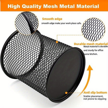 Round Makeup Brush Pen Holder Middle School Student Nice Metal Organizer Office Desk Accessory