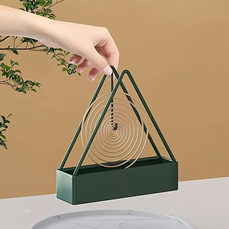 1pc Summer Mosquito Coil Holder Triangle Mosquito Coil Rack Floating Hanging Base Box Ash Catcher Creative Household Mosquito Coil Box Incense Burner, Mosquito Repellent, Outdoor Mosquito Protection, Triangle Design, Modern Incense Burner, Highquality Met