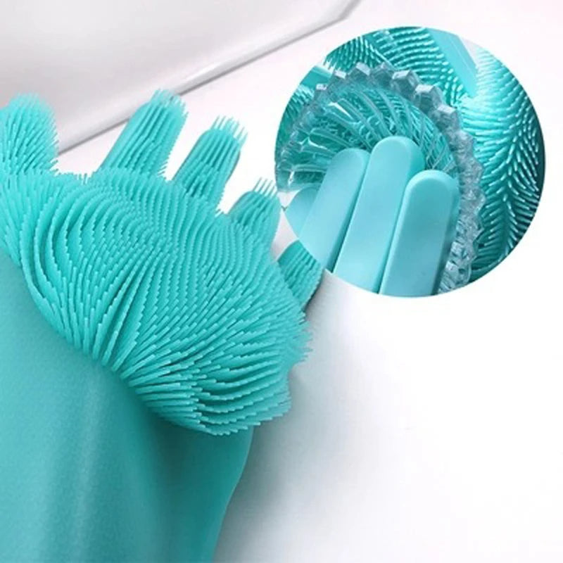 1 Pair Multi Purpose washing gloves pair with scrubbing for dish-fruit-car washing silicon magic
