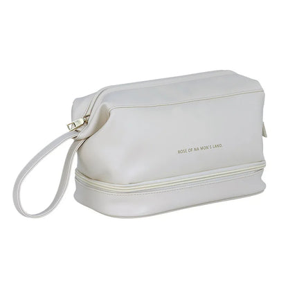 Double Layer Leather Cosmetic Pouch