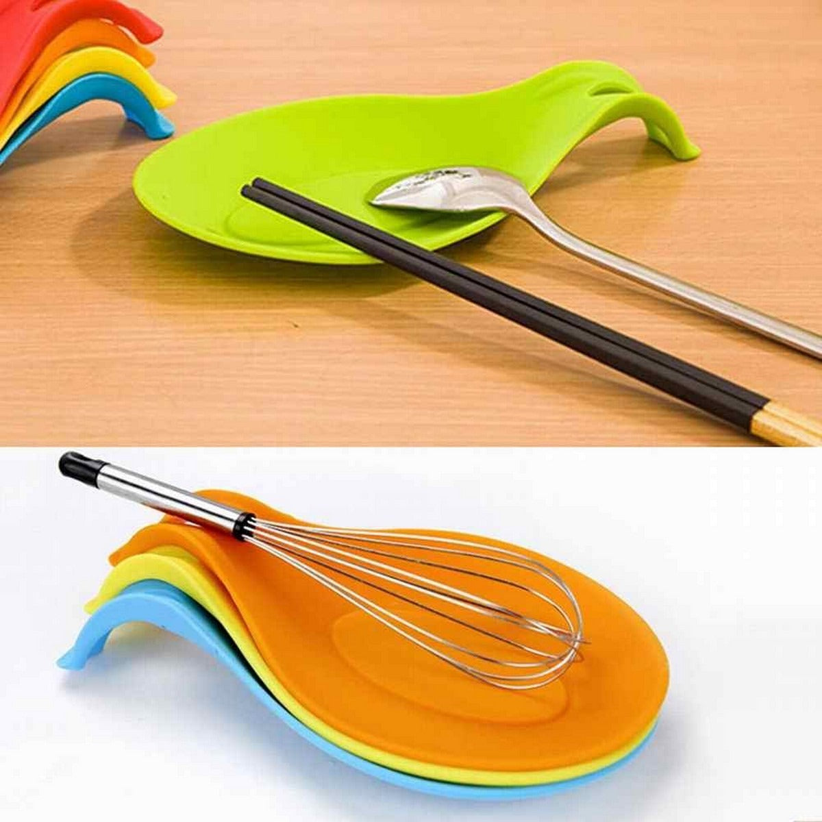 Spoon Rest Holders Fork Spatula Rack Shelf Organizer Plastic Spoon Rest Chopsticks Holder Non-slip Spoons Pad