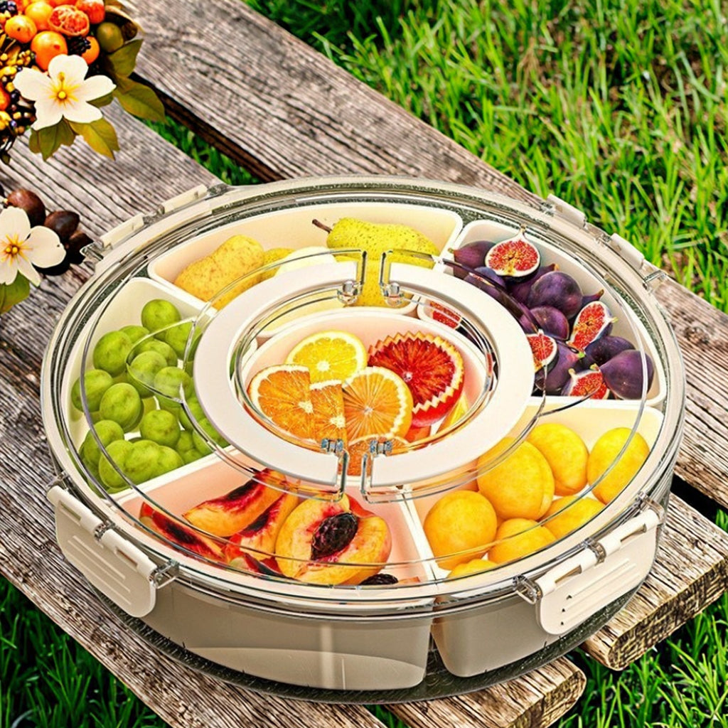 360° Rotating Sealed Partition Fruit Tray