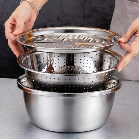 Multifunctional Stainless Steel Colander with Grater