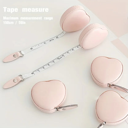 1Pc PU Leather Love Small Tape Measure Waist Tape Measure Home Use Cloth Measure 59.06 Inch Multifunctional Mini Measure