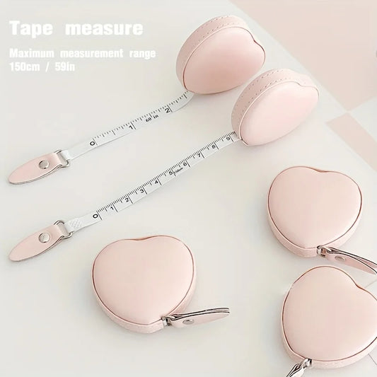 1Pc PU Leather Love Small Tape Measure Waist Tape Measure Home Use Cloth Measure 59.06 Inch Multifunctional Mini Measure