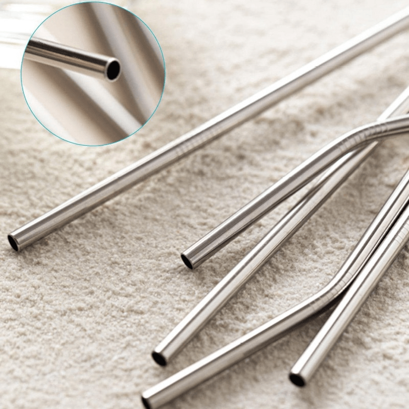 Pack of 5 Stainless Steel Metal Straws with Cleaning Brush, Reusable, Food-Grade, Polished Finish, Perfect for Eid, Parties , Picnic , Thanksgiving, Mother'S Day