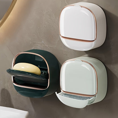 A Soap Holder, a Wall-mounted Soap Dish That Requires No Drilling, a High-quality Soap Container with a Lid, Suitable for Bathroom Use, Including a Soap Dish, as a Decorative Item for Home and Bathroom