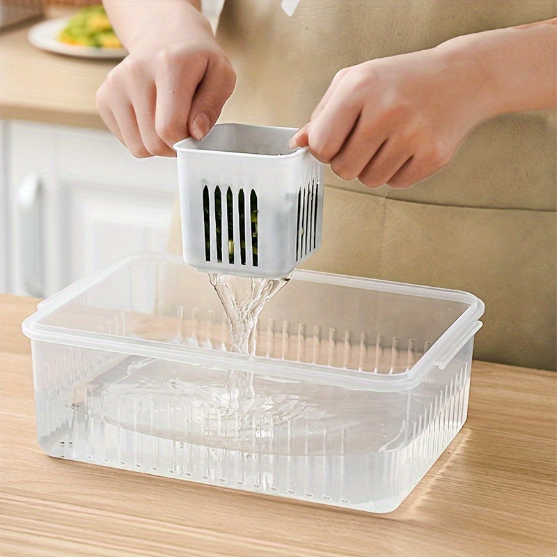 Freshseal Stackable Container – Multi-Use Airtight Storage for Onion/Garlic - PP Material, Drainage Divider - Fresh Keeping Box 6 Portion