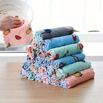 Kitchen Microfiber Towel Absorbent Kitchen Cleaning Cloth Non-stick Oil Dish Towel Tableware Household Cleaning Cloth