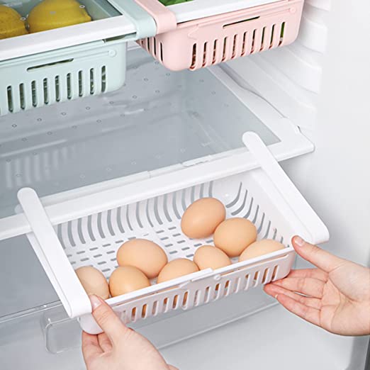 Maximize Your Fridge Space with Stretchable fridge organizer basket adjustable space saver storage basket kitchen accessories basket for fridge kitchen gadget basket for kitchen