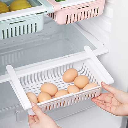 Maximize Your Fridge Space with Stretchable fridge organizer basket adjustable space saver storage basket kitchen accessories basket for fridge kitchen gadget basket for kitchen