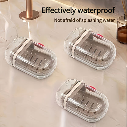 1/2pcs Portable Travel Soap Box and Toothbrush Holder, PVC Material with Drain Tray, Leakproof, Suitable for Toothbrushes and Soap Bars, Portable, Easy to Clean, Designed for Travel and Home Use, Toothbrush Holder