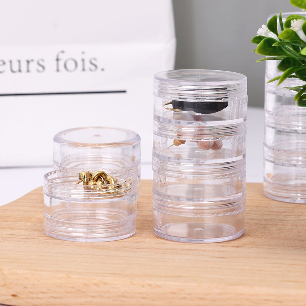 Multi-Layer Portable Transparent Round Stackable Jewelry Storage Box for Rings, Necklaces, Earrings, and Nail Art Accessories with Anti-Oxidation Protection, Jewelry Organizers