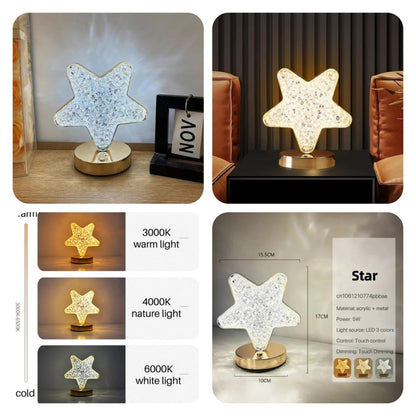 Rechargeable LED Night Light Stars Shape, Decorative Light by Niken Iron, Ideal for a Child's or a Girl's Bedroom