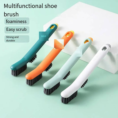 2 in 1 Detachable Shoe & Laundry Cleaning Brush with Soft Bristles - Heavy-Duty Shoe Collar,, Board & Fabric Washer Brush - Compact Multi-Surface Household Cleaning for, Clothes Care (White)