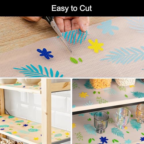 Fridge Mats, Kitchen Mat EVA Food Grade Multipurpose Washable Anti Slip Mat/Sheet for Fridge, Shelf Liners for Kitchen Shelves, Table, Kitchen Drawer mat - 45  x 150 cm