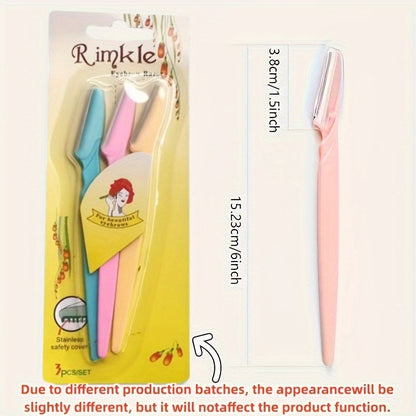 3pcs Family Set, Eyebrow Cutter Or Razor Safely Removes Fine Hair From Eyebrows, Neck And Face. Stainless Steel Blades With Safety Cap Are Very Safe, Easy To Carry, Takes Up Little Space, Enough For The Whole Family