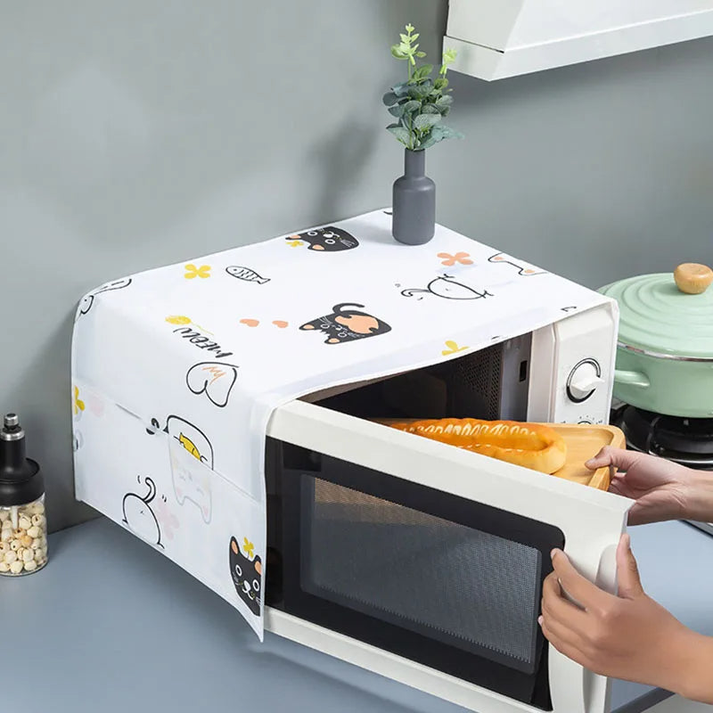 Microwave Dust Cover Waterproof Double Pocket Storage Bag Microwave Oven Cover