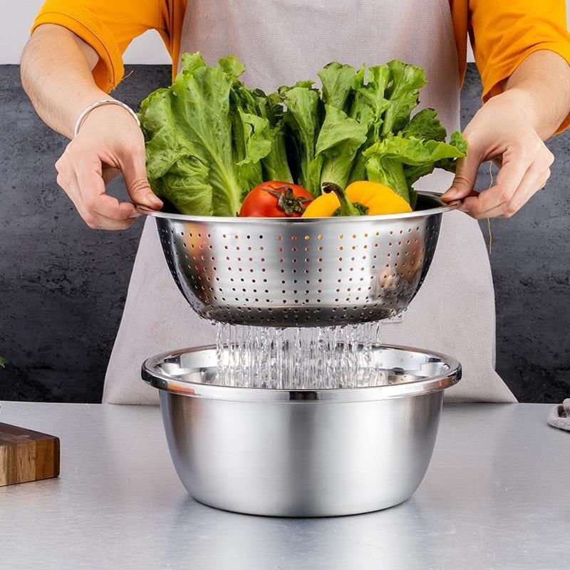 Multifunctional Stainless Steel Colander with Grater